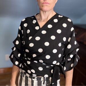 Vintage Polka Dot Wrap Top